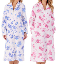 Load image into Gallery viewer, Slenderella Ladies Bold Floral Mock Quilt Zip Dressing Gown (2 Colours)