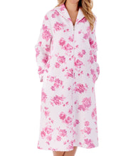 Load image into Gallery viewer, Slenderella Ladies Bold Floral Mock Quilt Zip Dressing Gown (2 Colours)