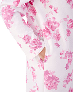 Slenderella Ladies Bold Floral Mock Quilt Zip Dressing Gown (2 Colours)