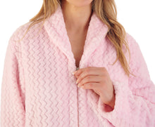 Load image into Gallery viewer, Slenderella Ladies Long Zig Zag Fleece Zip Up Dressing Gown (6 Colours)