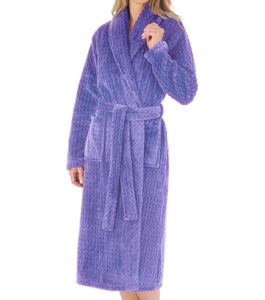 Slenderella Ladies Zig Zag Fleece Shawl Collar Wrap Dressing Gown (6 Colours)