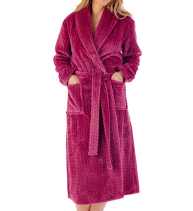 Slenderella Ladies Zig Zag Fleece Shawl Collar Wrap Dressing Gown (6 Colours)