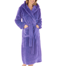 Load image into Gallery viewer, Slenderella Ladies Zig Zag Fleece Hooded Dressing Gown (6 Colours)