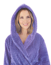 Load image into Gallery viewer, Slenderella Ladies Zig Zag Fleece Hooded Dressing Gown (6 Colours)
