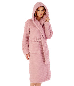 Slenderella Ladies Teddy Fleece Hooded Dressing Gown (3 Colours)