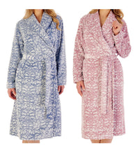 Load image into Gallery viewer, Slenderella Ladies Damask Fleece Wrap Dressing Gown (2 Colours)