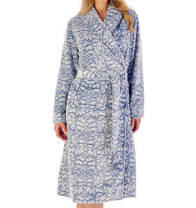 Slenderella Ladies Damask Fleece Wrap Dressing Gown (2 Colours)