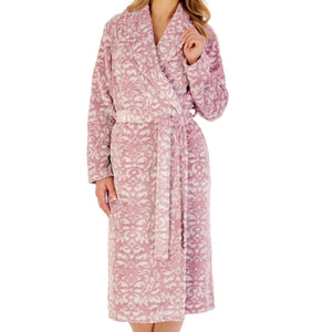Slenderella Ladies Damask Fleece Wrap Dressing Gown (2 Colours)