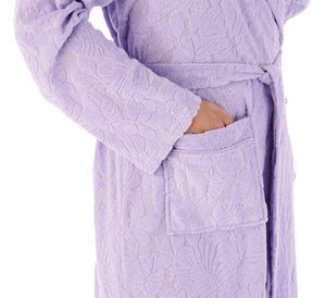 Slenderella Jacquard Floral Shawl Collar Towelling Dressing Gown (4 Colours)