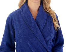 Load image into Gallery viewer, Slenderella Jacquard Floral Shawl Collar Towelling Dressing Gown (4 Colours)