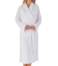 Load image into Gallery viewer, Slenderella Jacquard Floral Shawl Collar Towelling Dressing Gown (4 Colours)