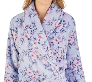 Slenderella Ladies Floral Fleece Shawl Collar Wrap Dressing Gown