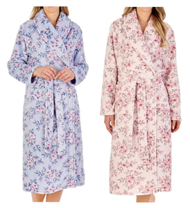 Slenderella Ladies Floral Fleece Shawl Collar Wrap Dressing Gown