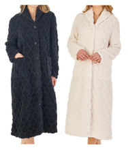 Load image into Gallery viewer, Slenderella Ladies Honeycomb Fleece Button Dressing Gown (2 Colours)