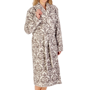 Slenderella Ladies Damask Waffle Fleece Wrap Dressing Gown (2 Colours)