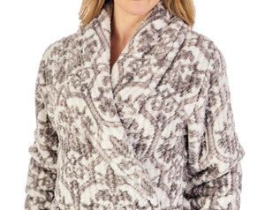 Slenderella Ladies Damask Waffle Fleece Wrap Dressing Gown (2 Colours)