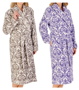 Slenderella Ladies Damask Waffle Fleece Wrap Dressing Gown (2 Colours)