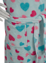 Load image into Gallery viewer, Slenderella Ladies Heart Pattern Soft Fleece Wrap Dressing Gown (Aqua or White)
