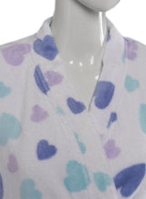 Load image into Gallery viewer, Slenderella Ladies Heart Pattern Soft Fleece Wrap Dressing Gown (Aqua or White)