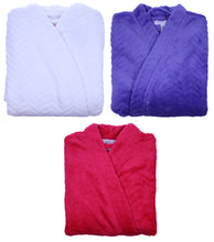 Load image into Gallery viewer, Slenderella Ladies Luxurious Zig Zag Pattern Soft Fleece Dressing Gown (3 Colours)