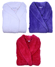 Load image into Gallery viewer, Slenderella Ladies Luxury Zig Zag Fleece Dressing Gown (3 Colours)