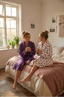 Slenderella Ladies Luxurious Star Print Soft Fleece Dressing Gown (Cream or Purple)