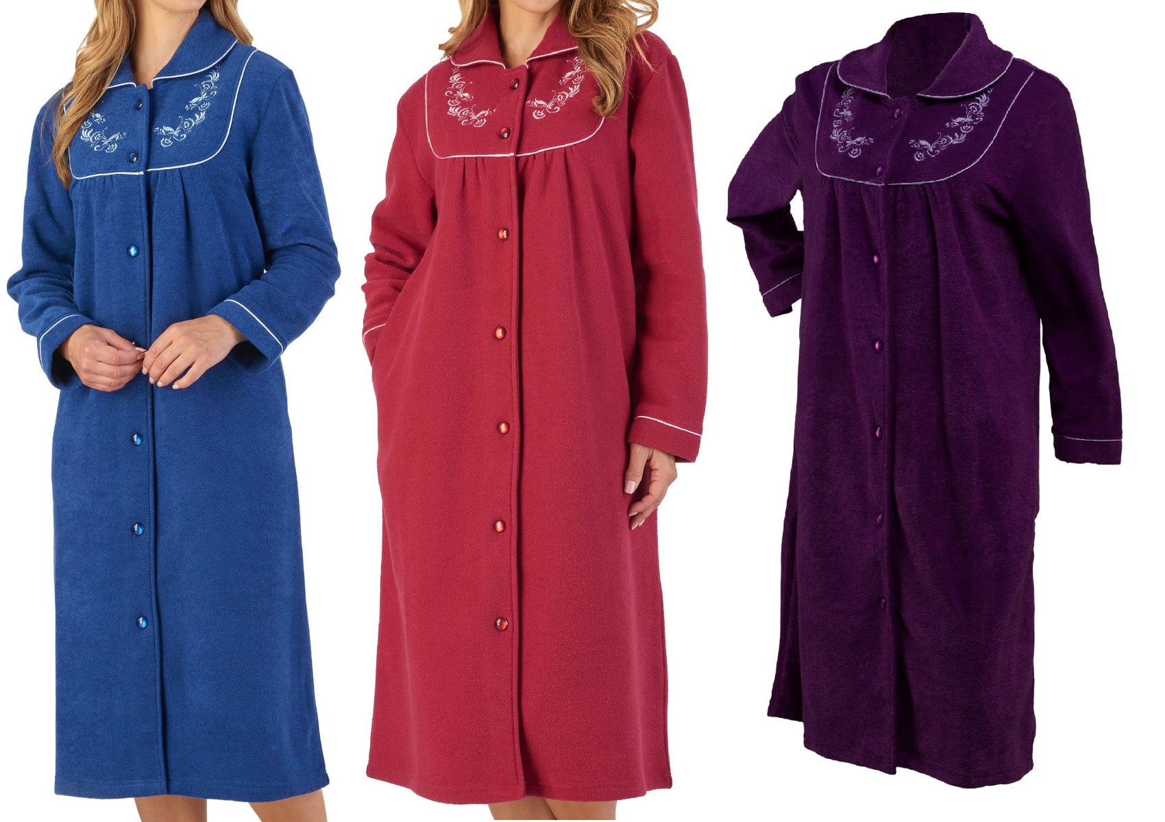 Slenderella Ladies Button Up Boucle Fleece Dressing Gown (3 Colours) – Mill  Outlets