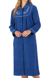 Slenderella Ladies Button Up Boucle Fleece Dressing Gown (3 Colours)