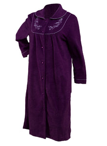 Slenderella Ladies Button Up Boucle Fleece Dressing Gown (3 Colours)