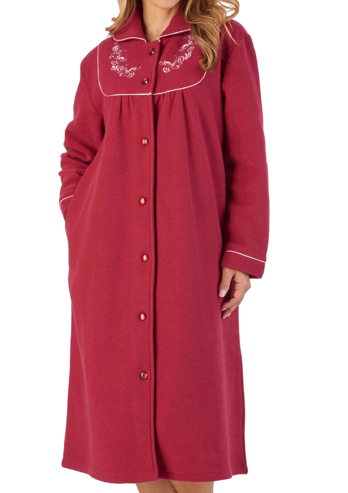 Slenderella Ladies Button Up Boucle Fleece Dressing Gown (3 Colours) Mill Outlets Slenderella Ladies Button Up Boucle Fleece Dressing Gown (3 Colours) Mill Outlets