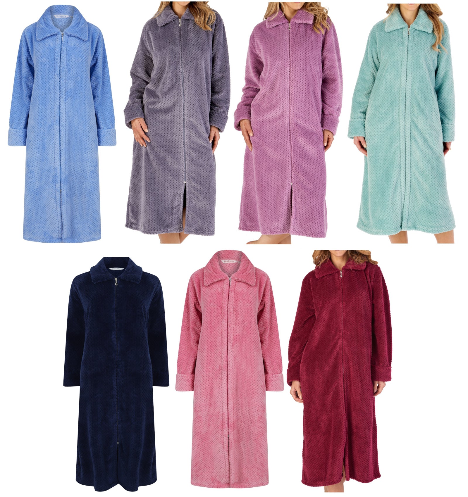 Slenderella Zip Up Waffle Fleece Dressing Gown (6 Colours) Mill Outlets Slenderella Zip Up Waffle Fleece Dressing Gown (6 Colours) Mill Outlets