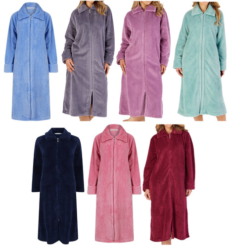 OO | Givoni Ladies Givoni Purple Violet Long Length Zip Dressing Gown Bath  Robe (82)