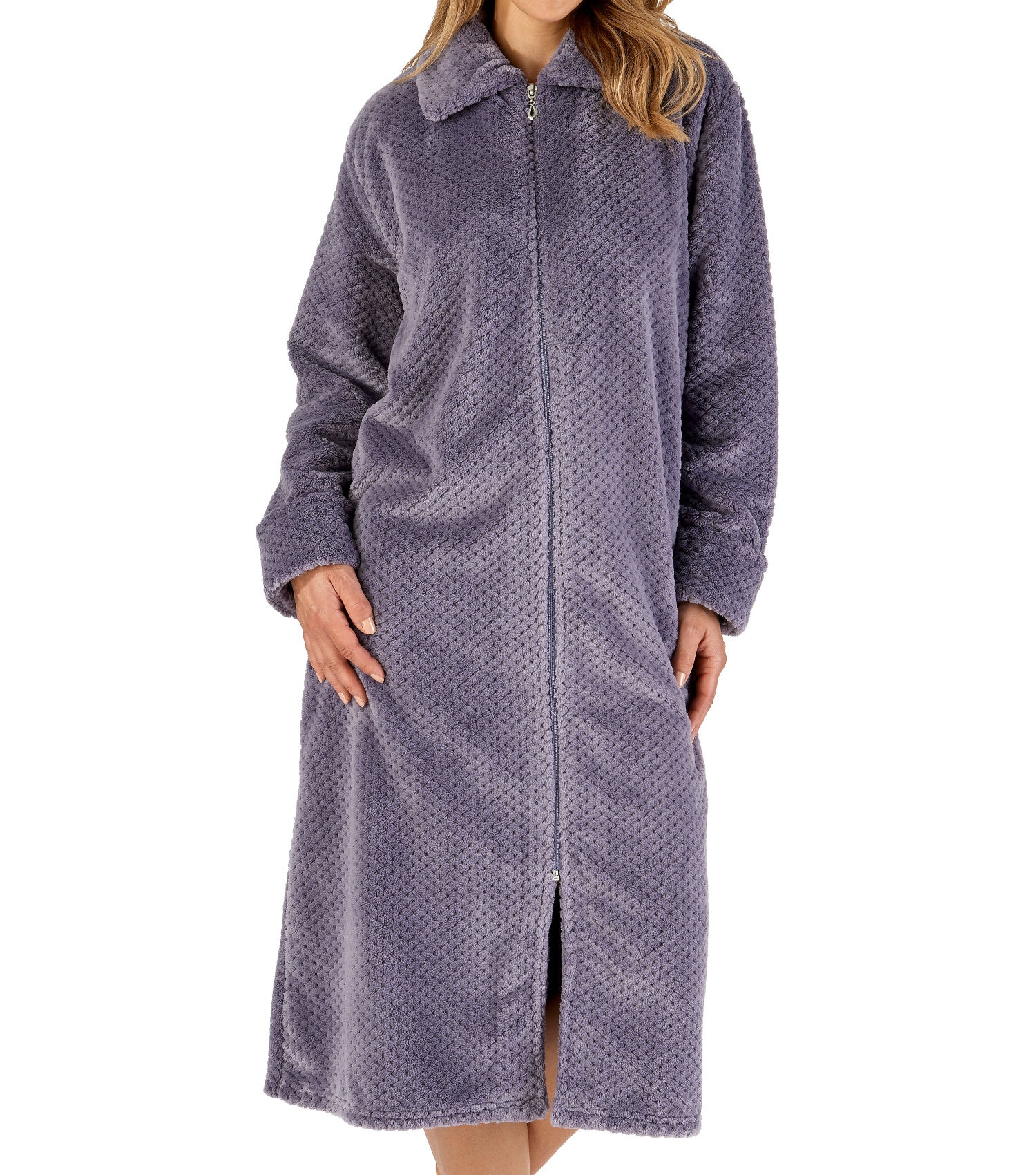 Navy Cotton Full Zip Dressing Gown | Coopers Of Stortford