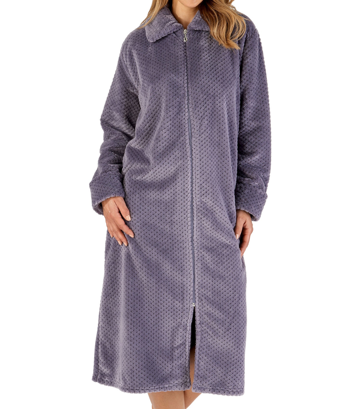 knee length dresses for ladies Slenderella Zip Up Waffle Fleece Dressing Gown (6 Colours) – Mill Outlets
