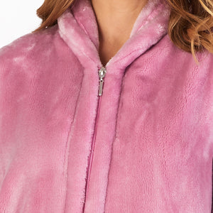 Ladies Slenderella Luxury Flannel Fleece Zip Up Dressing Gown (6 Colours)