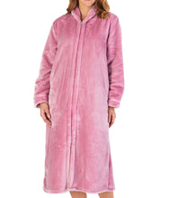 Load image into Gallery viewer, Ladies Slenderella Luxury Flannel Fleece Zip Up Dressing Gown (6 Colours)