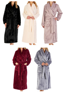 Slenderella Luxury Flannel Fleece Shawl Collar Dressing Gown (5 Colours)