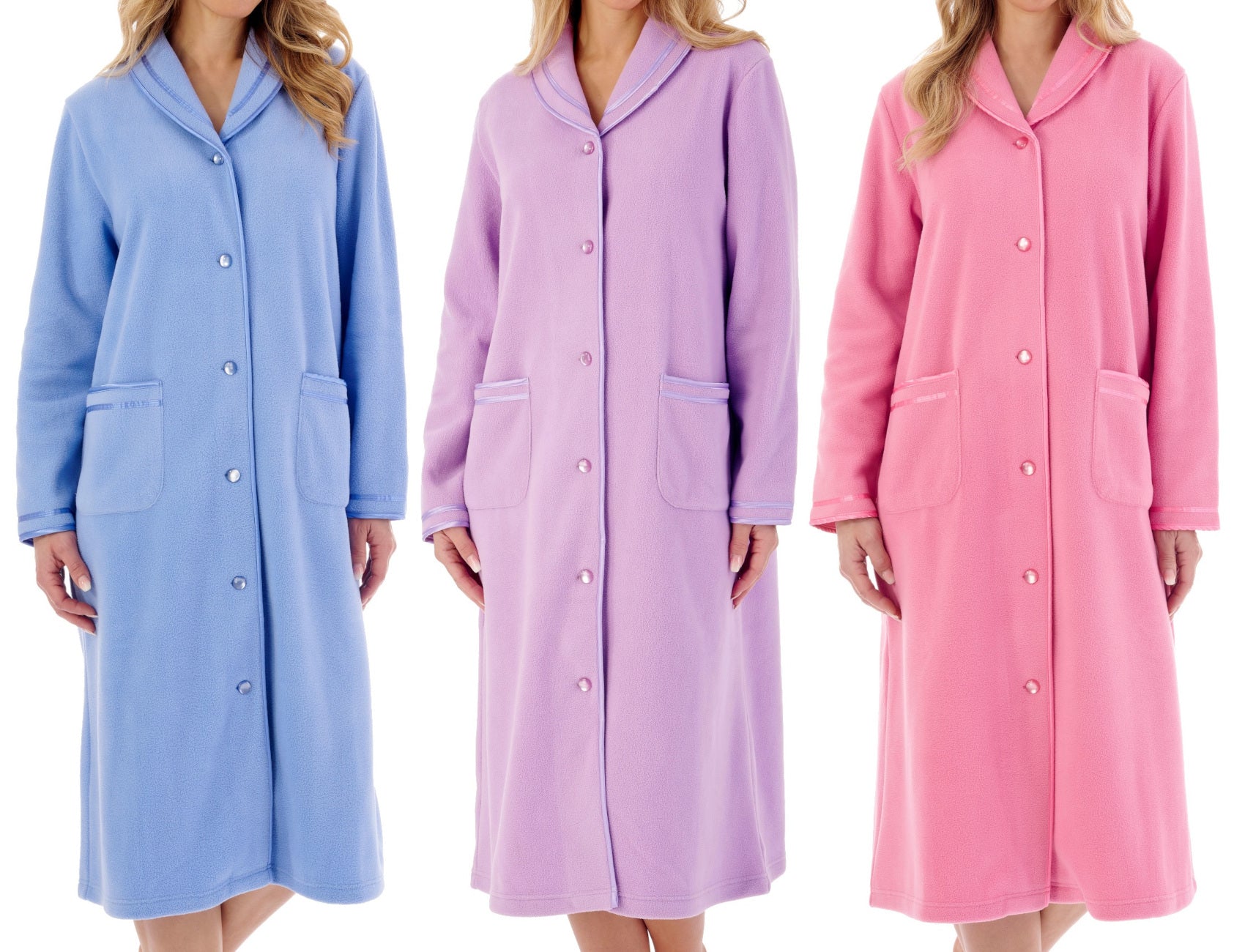Slenderella Anti Pill Polar Fleece Button Up Dressing Gown (3 Colours) –  Classic Home Store