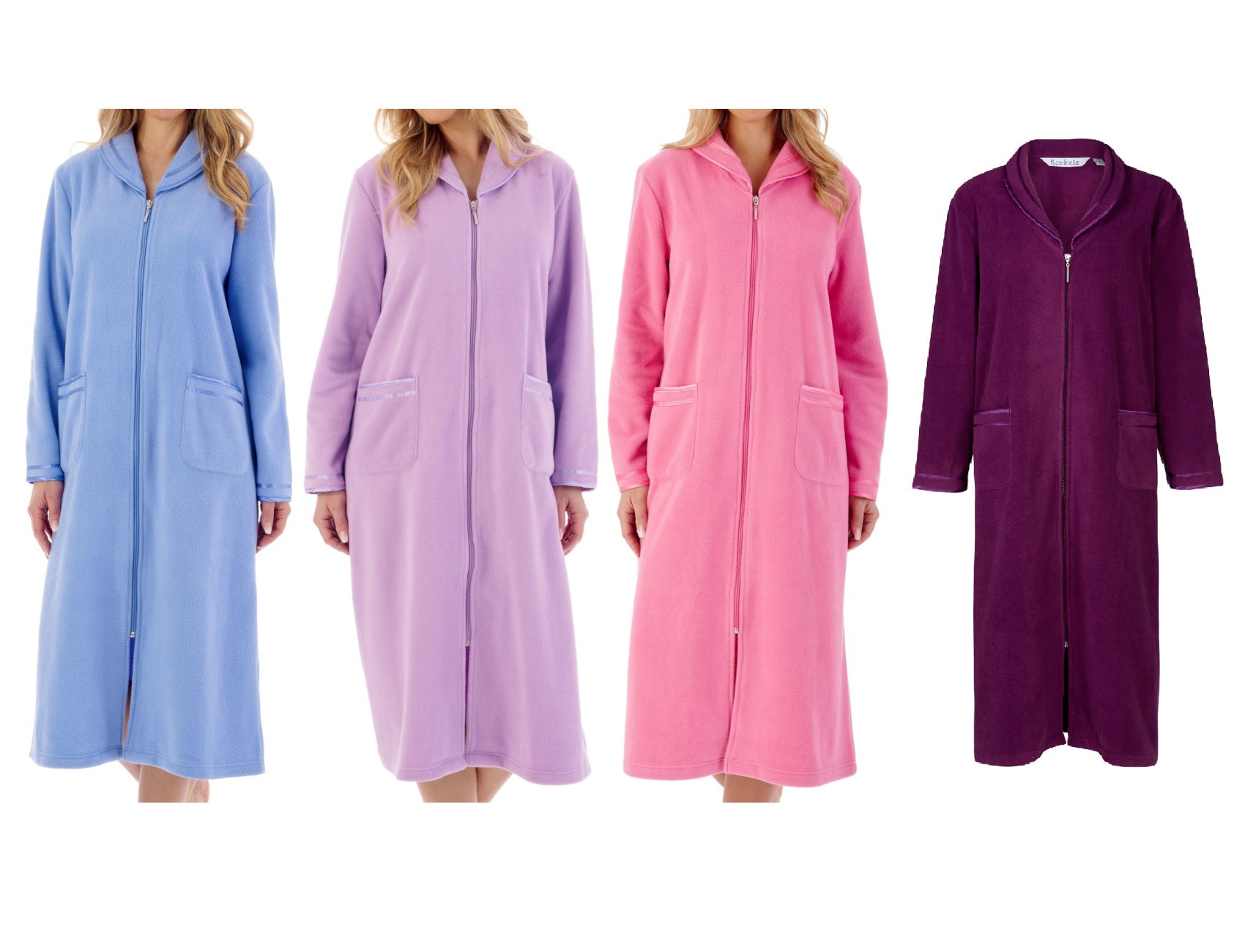 Brushed Cozy Long Zip-Front Robe - Soma