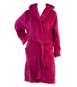 Slenderella Ladies Hooded Waffle Fleece Dressing Gown (4 Colours)
