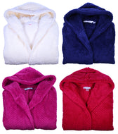 Slenderella Ladies Hooded Waffle Fleece Dressing Gown (4 Colours)