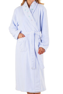 Slenderella Ladies Floral Embroidered Shawl Collar Dressing Gown (2 Colours)