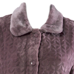 Slenderella Ladies Button Up Faux Fur Collar Dressing Gown (4 Colours)