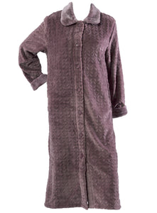Slenderella Ladies Button Up Faux Fur Collar Dressing Gown (4 Colours)