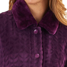 Load image into Gallery viewer, Slenderella Ladies Button Up Faux Fur Collar Dressing Gown (4 Colours)