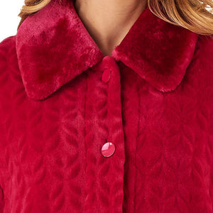 Slenderella Ladies Button Up Faux Fur Collar Dressing Gown (4 Colours)