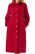 Load image into Gallery viewer, Slenderella Ladies Button Up Faux Fur Collar Dressing Gown (4 Colours)