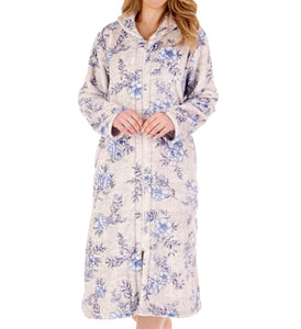 Slenderella Ladies Floral Fleece Zip Up Dressing Gown (2 Colours)