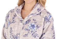 Load image into Gallery viewer, Slenderella Ladies Floral Fleece Zip Up Dressing Gown (2 Colours)