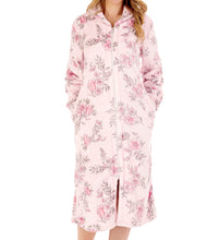 Load image into Gallery viewer, Slenderella Ladies Floral Fleece Zip Up Dressing Gown (2 Colours)